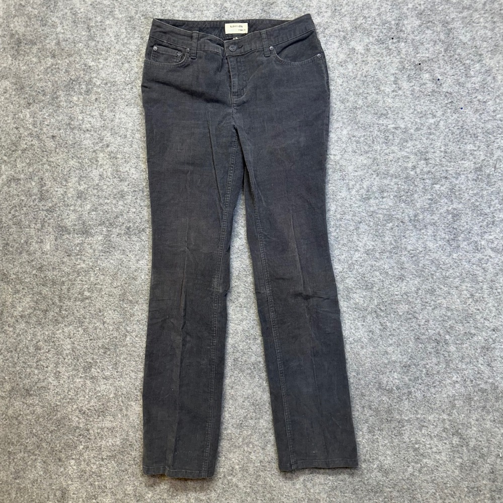 St. Johns Bay Corduroy Pants Womens 4 Gray Classic Fit Straight Leg Stretch